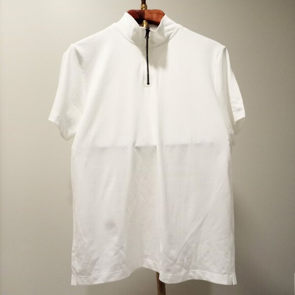 REACTION KENNETH COLE WHITE T SHORT SLEEVE POLO WITH FRONT ZIPPER L - Picture 4 of 6